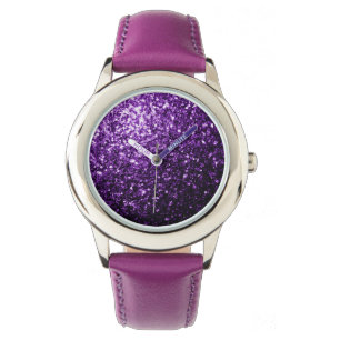 Donkere Paarse faux glinsterende glitter Horloge