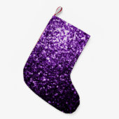 Donkere Paarse faux glinsterende glitter Kleine Kerstsok (Voorkant (Hangend))