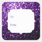 Donkere Paarse faux glitter sprankelt van cadeau L Vierkante Sticker (Voorkant)
