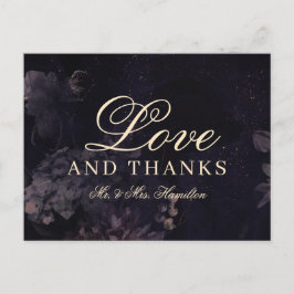 Donkere Paarse Floral Boho Gothic Weddenschap Beda Briefkaart