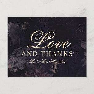 Donkere Paarse Floral Boho Gothic Weddenschap Beda Briefkaart