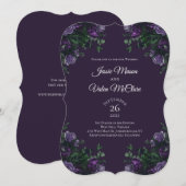 Donkere Paarse Floral Elegant Wedding Gothic Kaart (Voorkant / Achterkant)