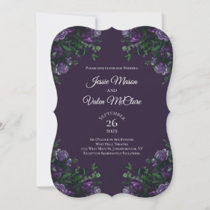 Donkere Paarse Floral Elegant Wedding Gothic Kaart