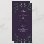 Donkere Paarse Floral Elegant Wedding Gothic Menu (Voorkant / Achterkant)