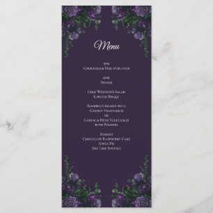 Donkere Paarse Floral Elegant Wedding Gothic Menu