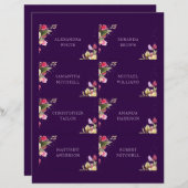 Donkere Paarse Floral Elegant Wedding Name Place c (Voorkant / Achterkant)
