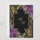 Donkere Paarse Floral   goudhuwelijk Kaart (Achterkant)
