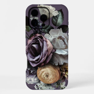 Donkere Paarse Floral iPhone 16 Pro Max Hoesje