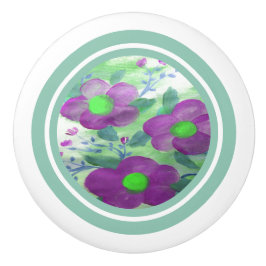 Donkere Paarse Floral Keramische Knop