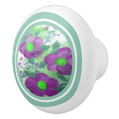 Donkere Paarse Floral Keramische Knop (Rechts)