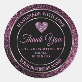 donkere paarse glitter dank je klassieke ronde sti sticker