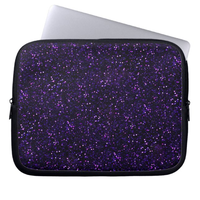 Donkere Paarse Glitter Print Laptop Sleeve (Voorkant)