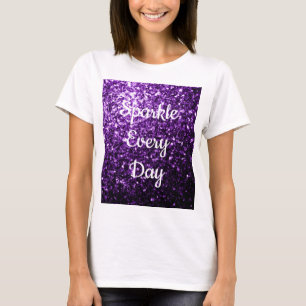 Donkere Paarse glitter Sparkle Elke dag sms T-shirt