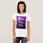 Donkere Paarse glitter Sparkle Elke dag sms T-shirt (Voorkant volledig)
