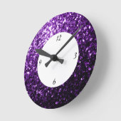 Donkere Paarse glitter sparkles met getallen Ronde Klok (Hoek)