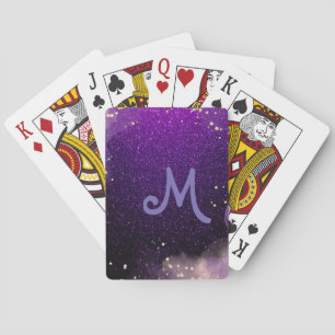 donkere paarse glitter sparkles pokerkaarten