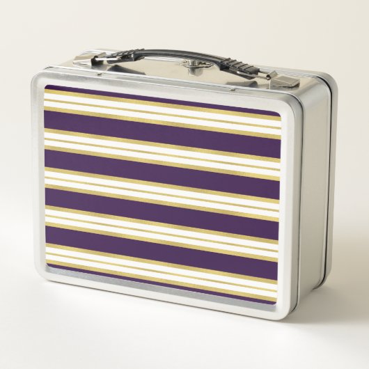 Donkere Paarse Gold Stripe Pattern - Aangepaste na (Achterkant)