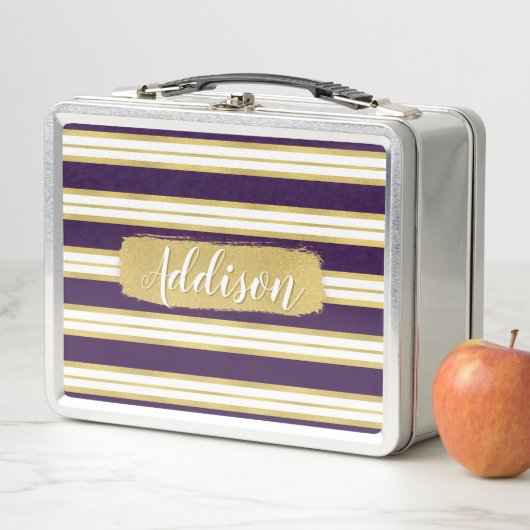 Donkere Paarse Gold Stripe Pattern - Aangepaste na (In situ)