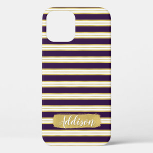 Donkere Paarse Gold Stripe Pattern - Aangepaste na Case-Mate iPhone Case