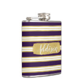 Donkere Paarse Gold Stripe Pattern - Aangepaste na Heupfles (Rechts)