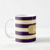 Donkere Paarse Gold Stripe Pattern - Aangepaste na Koffiemok (Links)