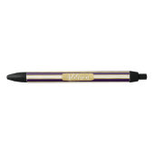 Donkere Paarse Gold Stripe Pattern - Aangepaste na Zwarte Inkt Pen (Voorkant)