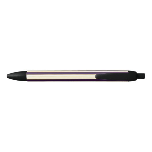 Donkere Paarse Gold Stripe Pattern - Aangepaste na Zwarte Inkt Pen (Achterkant)