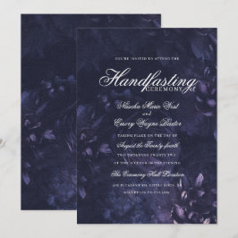 Donkere Paarse Gothic Boho Floral Handfasting Kaart