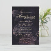 Donkere Paarse Gothic Boho Floral Handfasting Kaart (Staand voorkant)