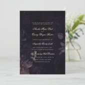 Donkere Paarse Gothic Boho Floral Wedding Kaart (Staand voorkant)