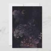 Donkere Paarse Gothic Boho Floral Wedding Kaart (Achterkant)