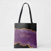 Donkere Paarse goud met Jouw naam Tote Bag (Voorkant)