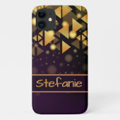Donkere Paarse, gouddriehoeken, Brokeh Case-Mate iPhone Case (Achterkant)