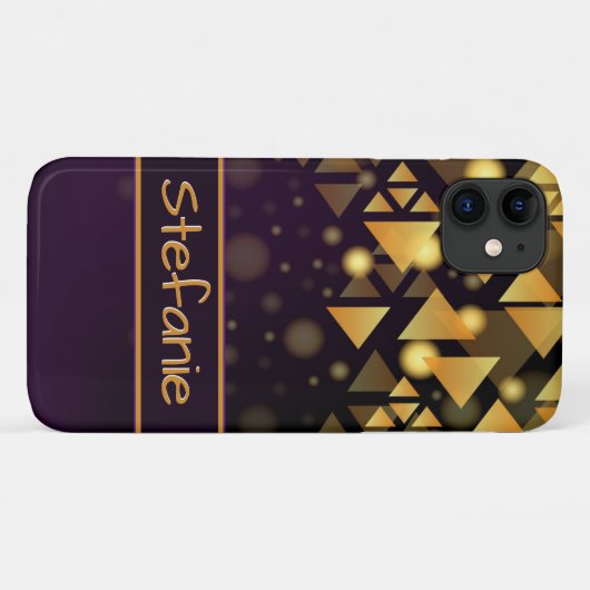 Donkere Paarse, gouddriehoeken, Brokeh Case-Mate iPhone Case (Achterkant (horizontaal))