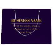 Donkere paarse & gouden bedrijfsnaam of begroeting groot cadeauzakje (Voorkant)