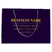 Donkere paarse & gouden bedrijfsnaam of begroeting groot cadeauzakje (Achterkant)