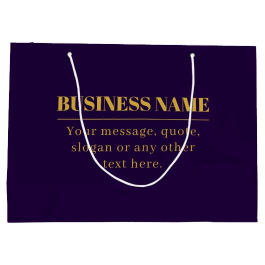 Donkere paarse & gouden bedrijfsnaam of begroeting groot cadeauzakje (Achterkant)
