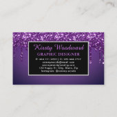 Donkere Paarse gradiënt & drijvende glitter Visitekaartje (Achterkant)