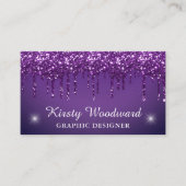 Donkere Paarse gradiënt & drijvende glitter Visitekaartje (Voorkant)