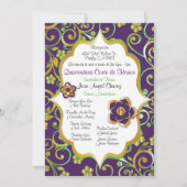 Donkere Paarse, groene en gouden Spaanse Quinceañe Kaart (Achterkant)