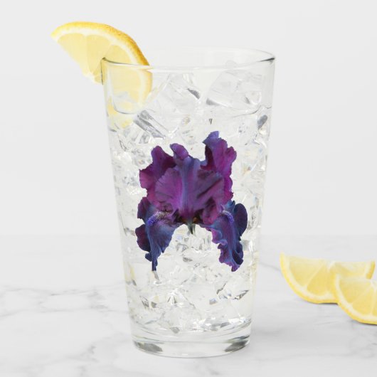 Donkere Paarse Iris Bloom Floral Glas (Voorkant ijs)