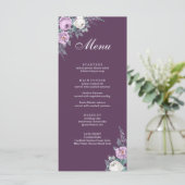 Donkere Paarse Kaart van het Wedding Menu (Staand voorkant)