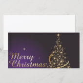 Donkere paarse kerstmotief met gouden kerst bedankkaart (Voorkant / Achterkant)