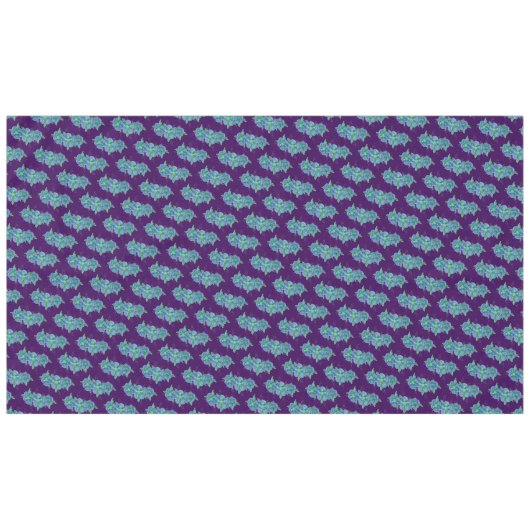 Donkere Paarse kunst met blauwe Floral kunst Tafelkleed (Voorkant (Horizontaal))