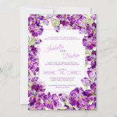 Donkere paarse  lijst waterverf bruiloft kaart (Voorkant)