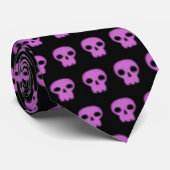 Donkere Paarse Mauve Black Skulls Pattern Mannen Stropdas (Opgerold)