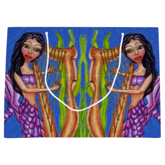  Donkere Paarse mermaid Harp Ocean Large Cadeautasje (Voorkant)