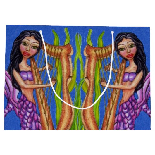  Donkere Paarse mermaid Harp Ocean Large Cadeautasje (Achterkant)