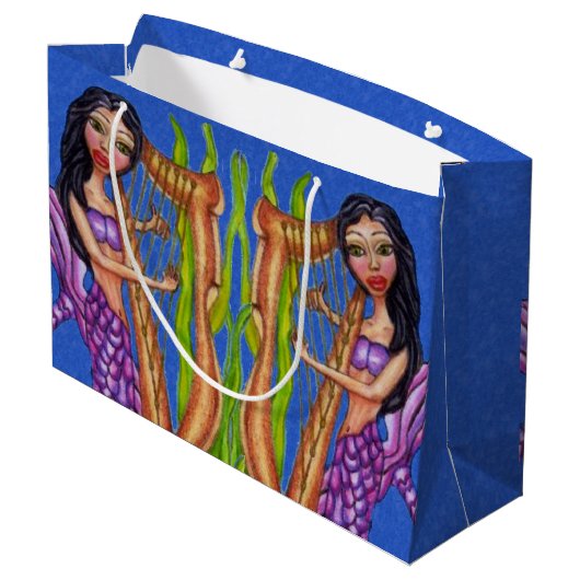  Donkere Paarse mermaid Harp Ocean Large Cadeautasje (Achterkant Gekanteld)