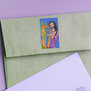  Donkere Paarse mermaid Harp Ocean Rechthoekige Sticker